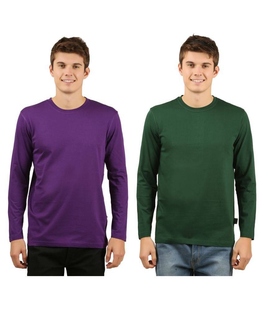     			Zebu Pack of 2 Cotton Regular Fit Men's T-Shirt ( Purple )