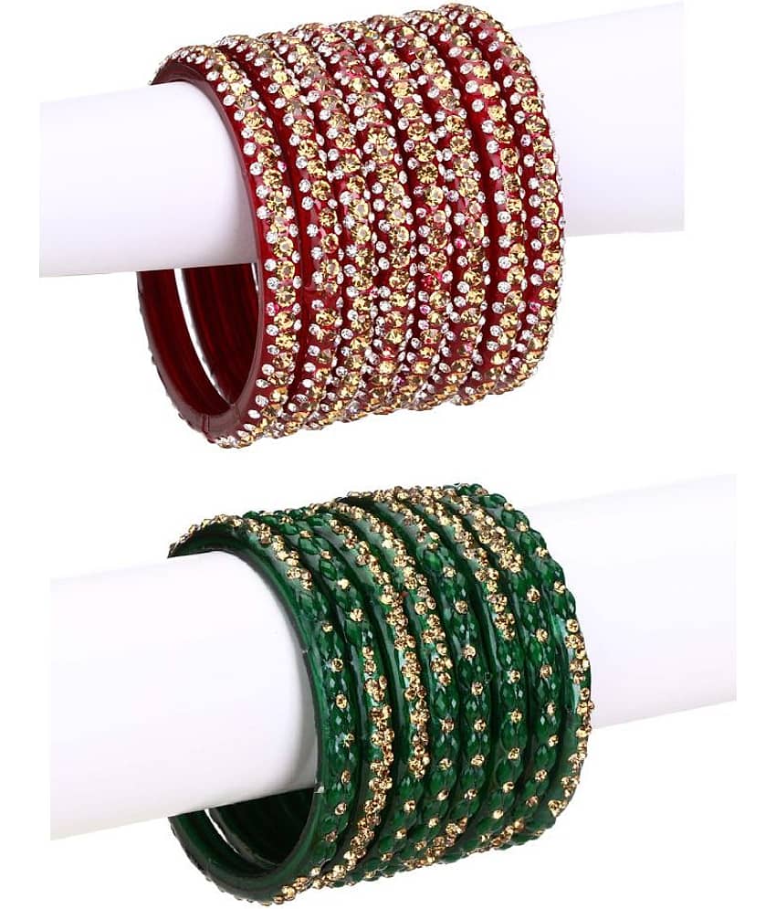 AFAST Combo Party & Festivle Designer & Colorful Figures Fancy Matching Glass Bangle Cum Kada Set Of Eight Each With Safety Box - Bangles & Bracelets | Buy online on ZillyBuy