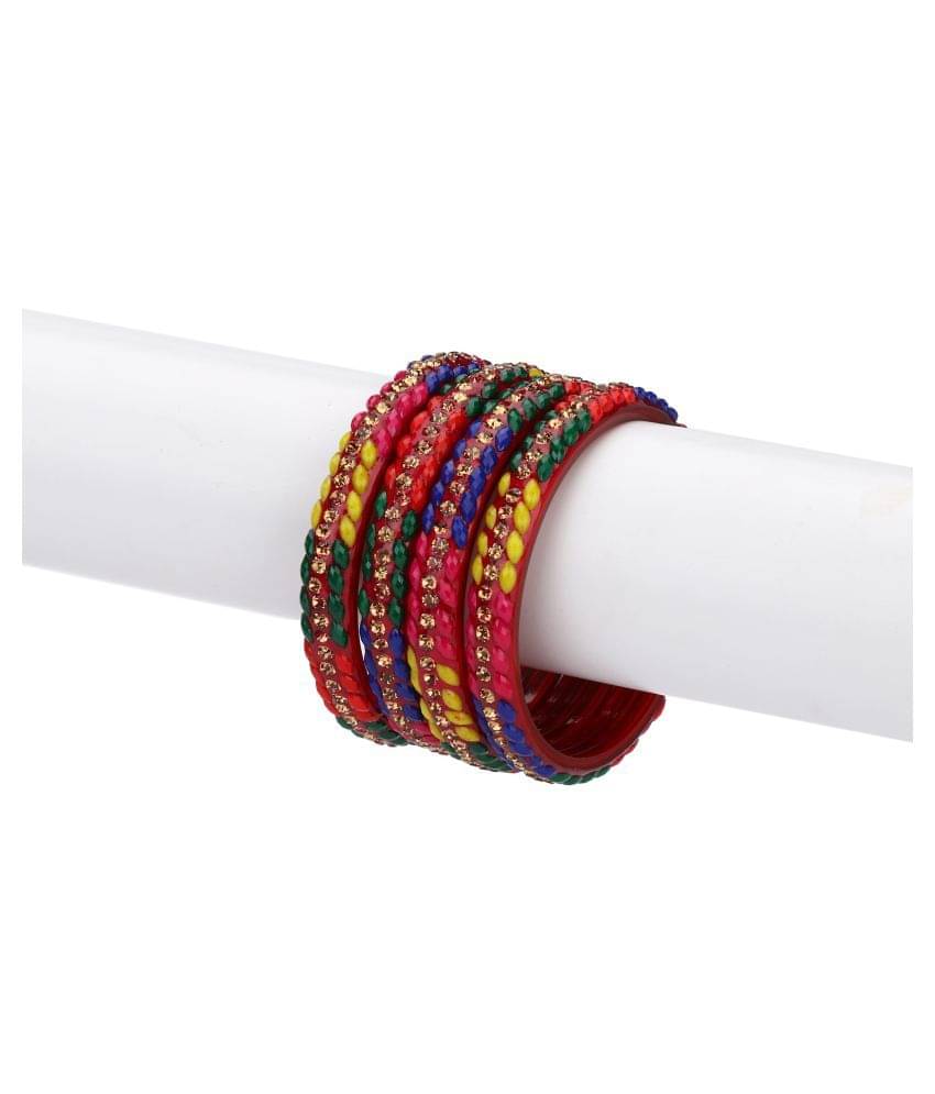 Designer Colorful Collection Multi 12 Fashion Bangle Set Ornamented With Exclusive Beads-HB1.b Designer Colorful Collection Multi 12 Fashion Bangle Set Ornamented With Exclusive Beads-HB1.b