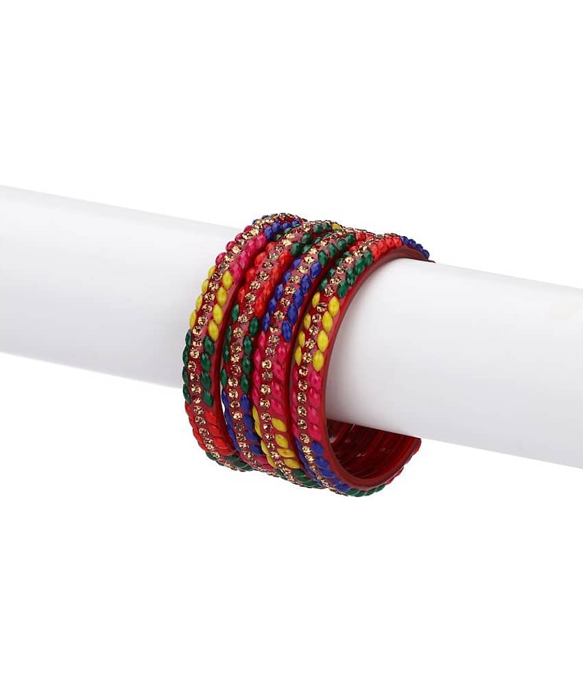 Designer Colorful Collection Multi 12 Fashion Bangle Set Ornamented With Exclusive Beads-HB1.b - Bangles & Bracelets | Buy online on ZillyBuy
