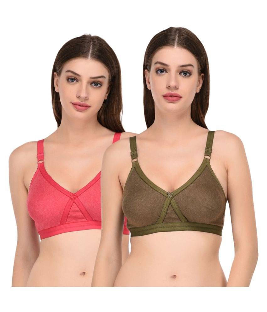 Elina Pack of 2 Cotton Non Padded Women's T-Shirt Bra ( Multi Color )     			Elina Pack of 2 Cotton Non Padded Women's T-Shirt Bra ( Multi Color )