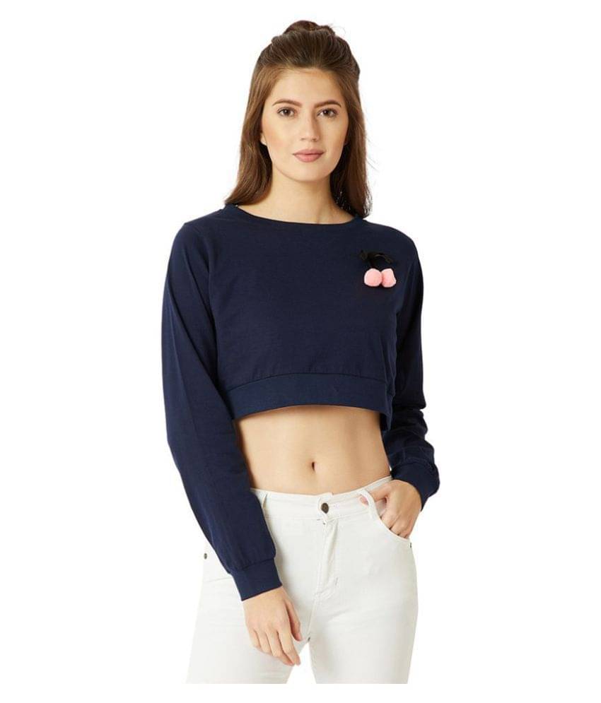 Miss Chase Women's Cotton Crop Top ( Blue ) Miss Chase Women's Cotton Crop Top ( Blue )