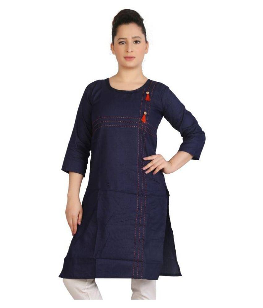 FCK-3 Orange Cotton A-line Kurti     			FCK-3 Orange Cotton A-line Kurti