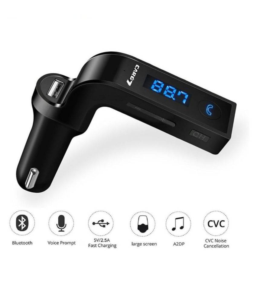     			MAIPLE Black Bluetooth Transmitter Device & Mobile Charger CARG7 for Alto, Maruti Swift & All Cars (Black)