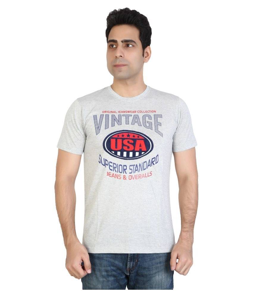     			Awack Grey Half Sleeve T-Shirt