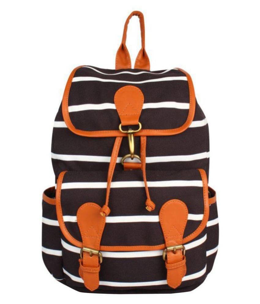     			Lychee Bags Backpack Canvas Set of 1 ( Black )