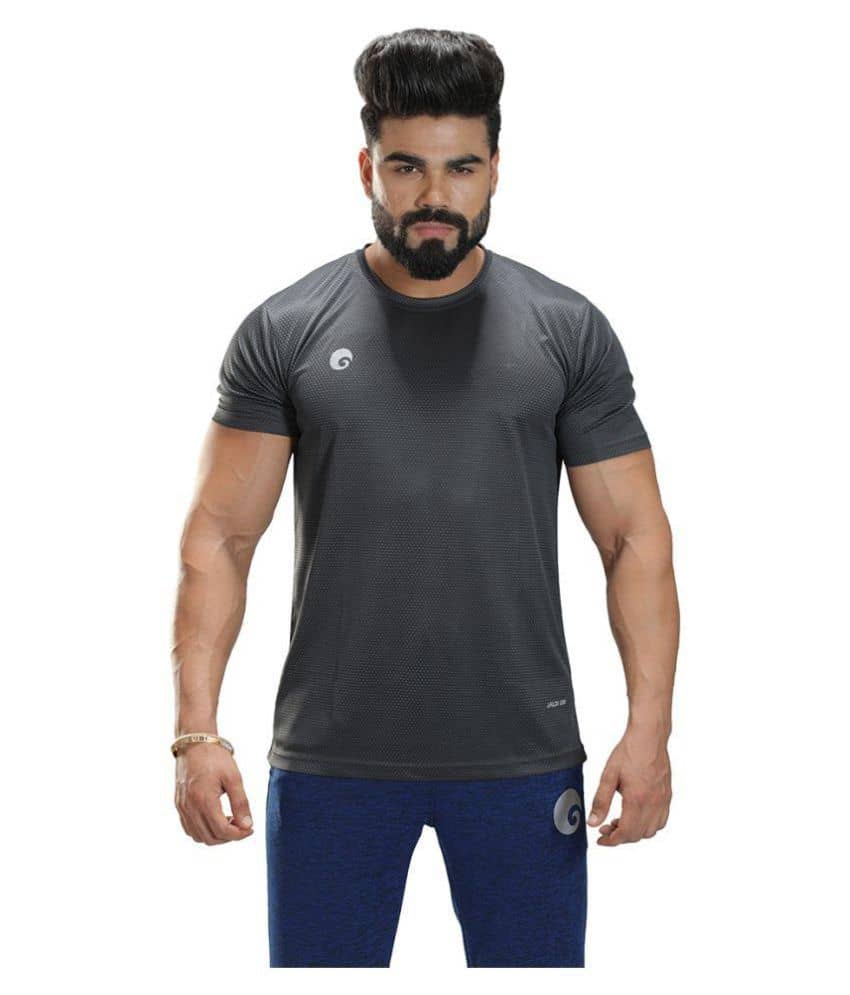 Omtex - Grey Melange Polyester Regular Fit Men's Sports T-Shirt ( Pack of 1 )