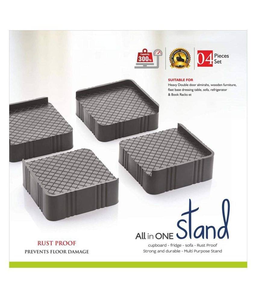     			Super Classic 4 Pieces Plastic Almirah, Wardrobe, Refrigerator Stand (Grey Black)