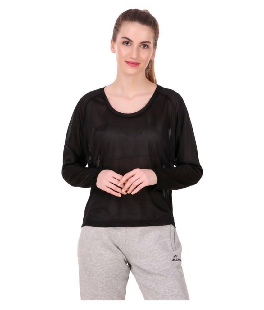     			Alcis Women's Polyester Regular Top ( Black )