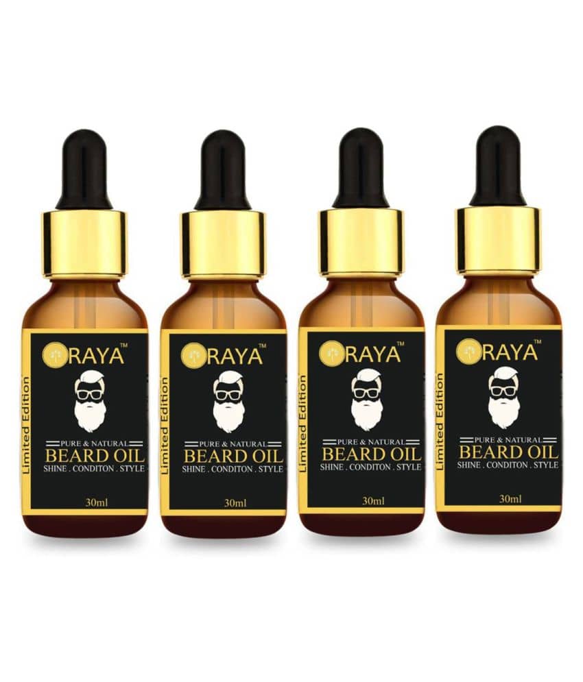 ORAYA Moustache Beard Oil For Growth 120 ml Pack of 4 - Beard Care and Tools | Buy online on ZillyBuy