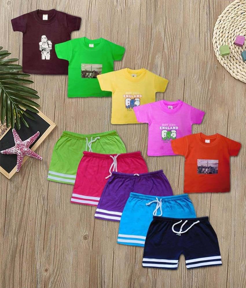 Jisha Fashion New Born Baby Boys Top & Bottom Set (TCCBER) Pack of 5 Baby Combo Dress     			Jisha Fashion New Born Baby Boys Top & Bottom Set (TCCBER) Pack of 5 Baby Combo Dress