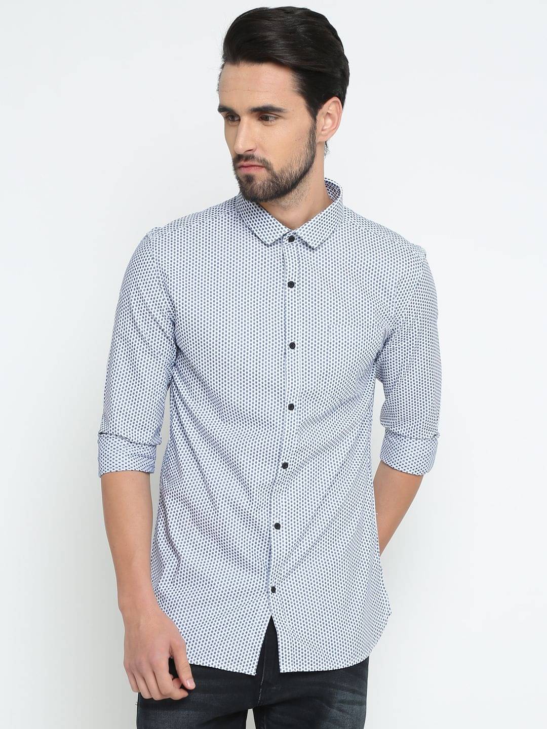 Showoff 100 Percent Cotton Slim Fit Prints Men's Casual Shirt - White ( Pack of 1 ) Showoff 100 Percent Cotton Slim Fit Prints Men's Casual Shirt - White ( Pack of 1 )
