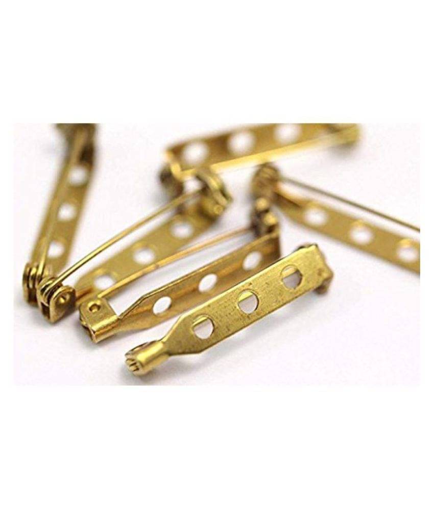 Sparkle200 Pc of Brooch Back Pin in Brass 2.54CM of 3 Holes for Jewellery Making Sparkle200 Pc of Brooch Back Pin in Brass 2.54CM of 3 Holes for Jewellery Making