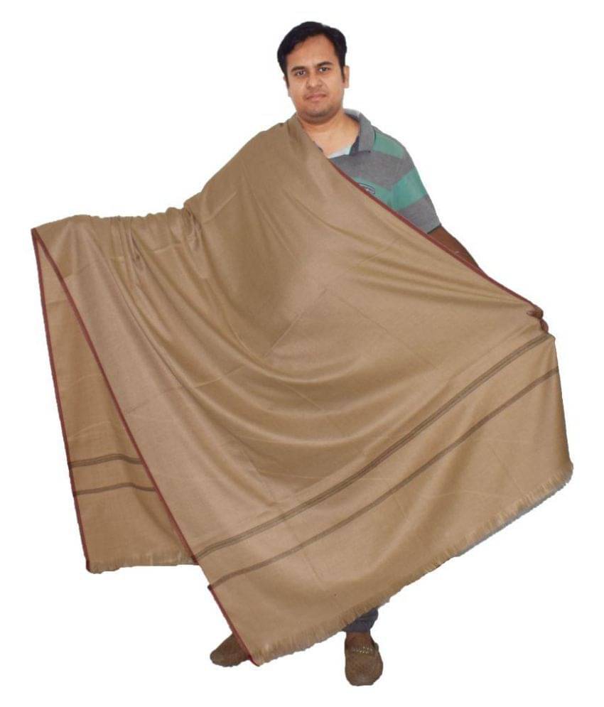     			Vrinde Beige Borders Woolen Shawls