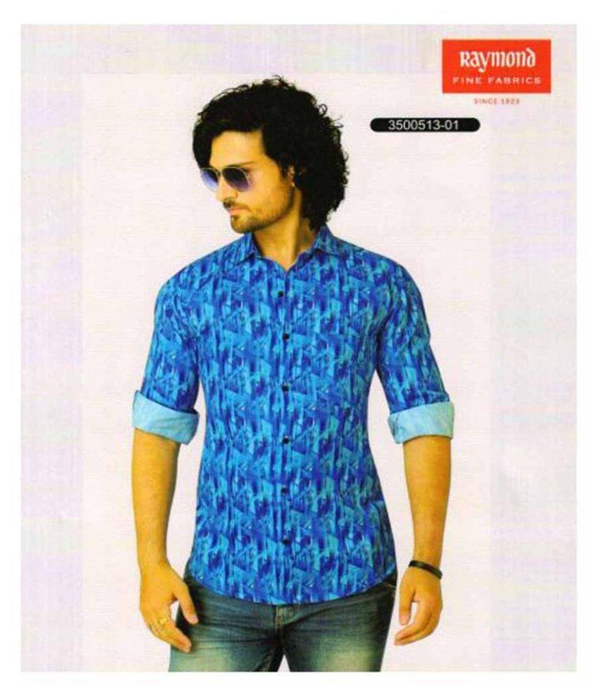     			Raymond Blue Cotton Blend Unstitched Shirt pc