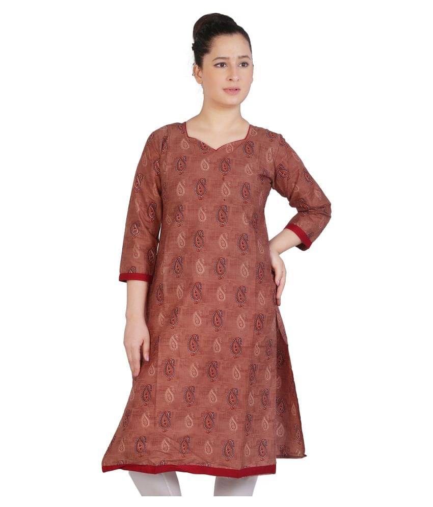 FCK-3 Multicoloured Cotton A-line Kurti     			FCK-3 Multicoloured Cotton A-line Kurti