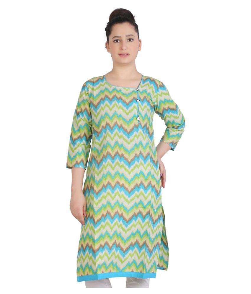 FCK-3 Multicoloured Cotton A-line Kurti FCK-3 Multicoloured Cotton A-line Kurti