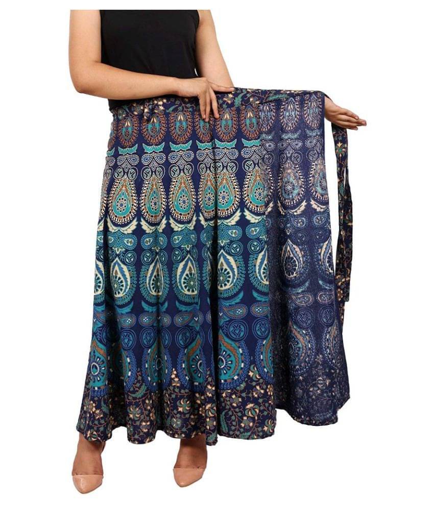     			UniqueChoice Cotton Wrap Skirt - Blue