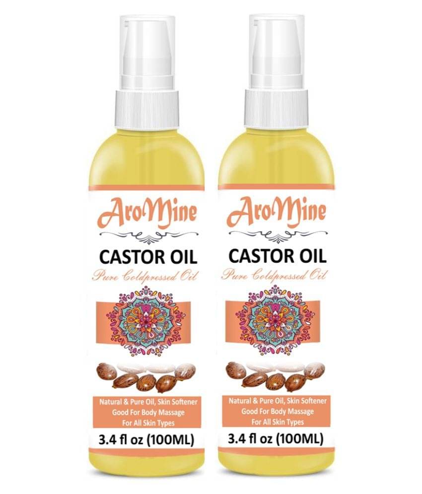     			Aromine 100% Organic Castor Oil For Hair Growth -Glowing Skin 200 mL Pack of 2