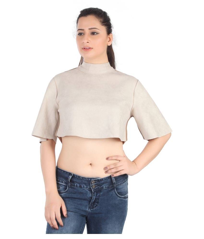 FCK-3 Women's Cotton Blend Crop Top ( Beige ) FCK-3 Women's Cotton Blend Crop Top ( Beige )