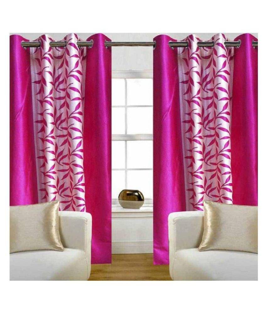 Tanishka Fabs Semi-Transparent Curtain 5 ft ( Pack of 2 ) - Pink Tanishka Fabs Semi-Transparent Curtain 5 ft ( Pack of 2 ) - Pink