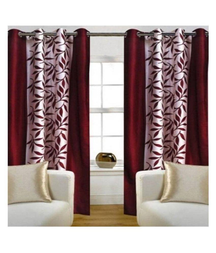 Tanishka Fabs Semi-Transparent Curtain 7 ft ( Pack of 2 ) - Maroon Tanishka Fabs Semi-Transparent Curtain 7 ft ( Pack of 2 ) - Maroon