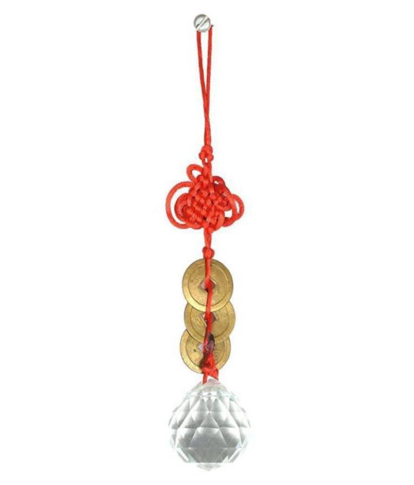 DD1Feng Shui Three Lucky Coins with Hanging Crystal Ball for Door Hanging DD1Feng Shui Three Lucky Coins with Hanging Crystal Ball for Door Hanging