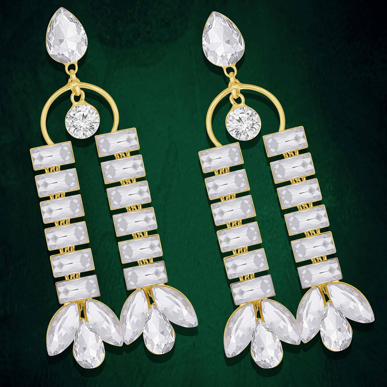 Spargz Designer Alloy Gold Plated Synthetic Stone Dangler Earring For Women Spargz Designer Alloy Gold Plated Synthetic Stone Dangler Earring For Women