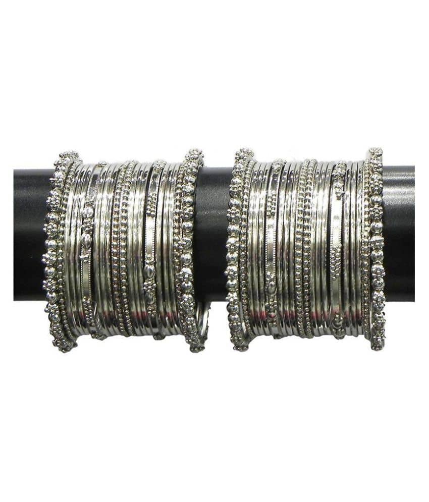 YouBella Jewellery Traditional Silver Plated Oxidized Bracelet Bangles Set For Girls and Women - Bangles & Bracelets | Buy online on ZillyBuy