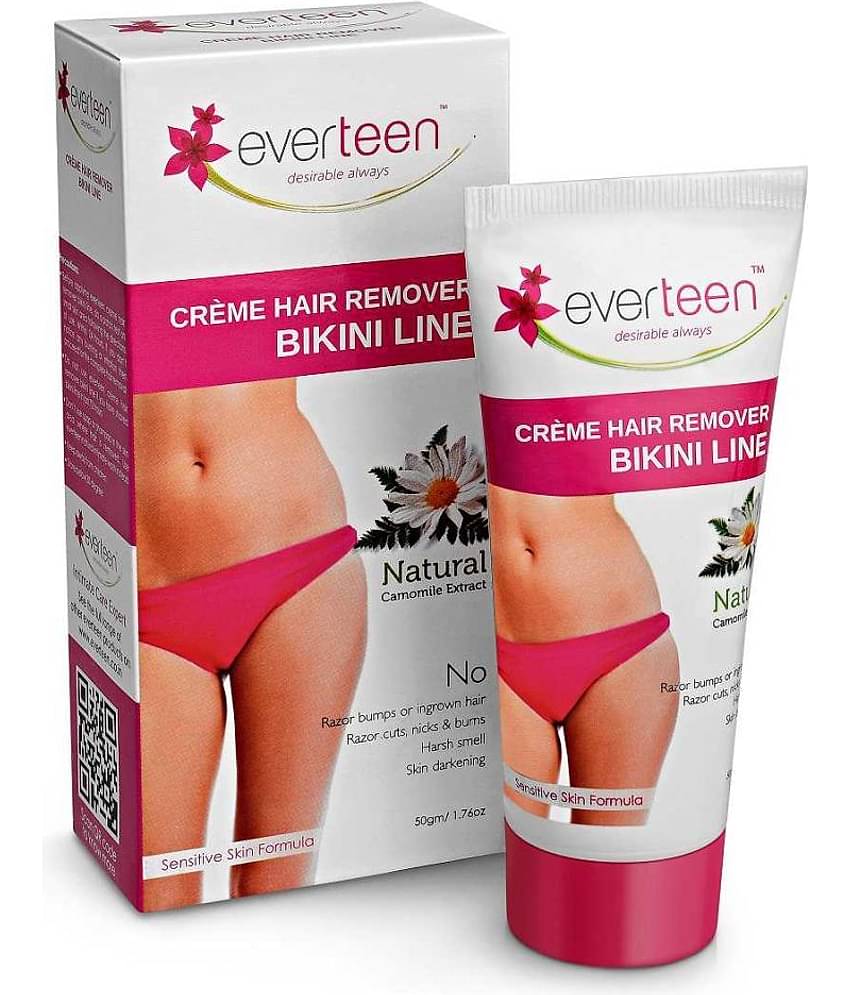 everteen Bikini Line Hair Remover Creme - Natural for Women - 3 Packs (50g Each)