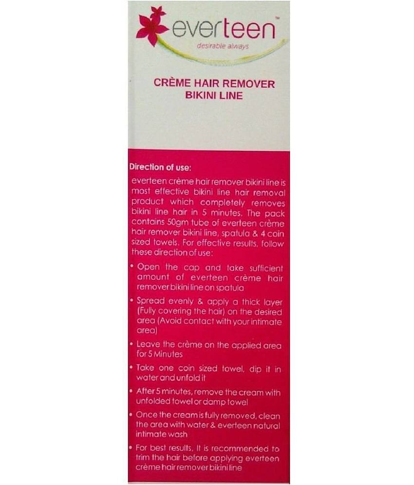 everteen Bikini Line Hair Remover Creme - Natural for Women - 3 Packs (50g Each)
