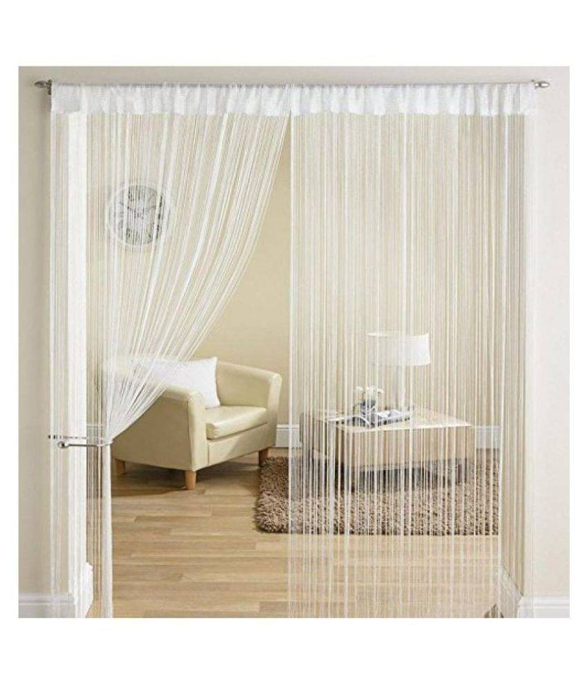YUTIRITI Set of 2 Long Door Ring Rod Polyester Curtains White YUTIRITI Set of 2 Long Door Ring Rod Polyester Curtains White