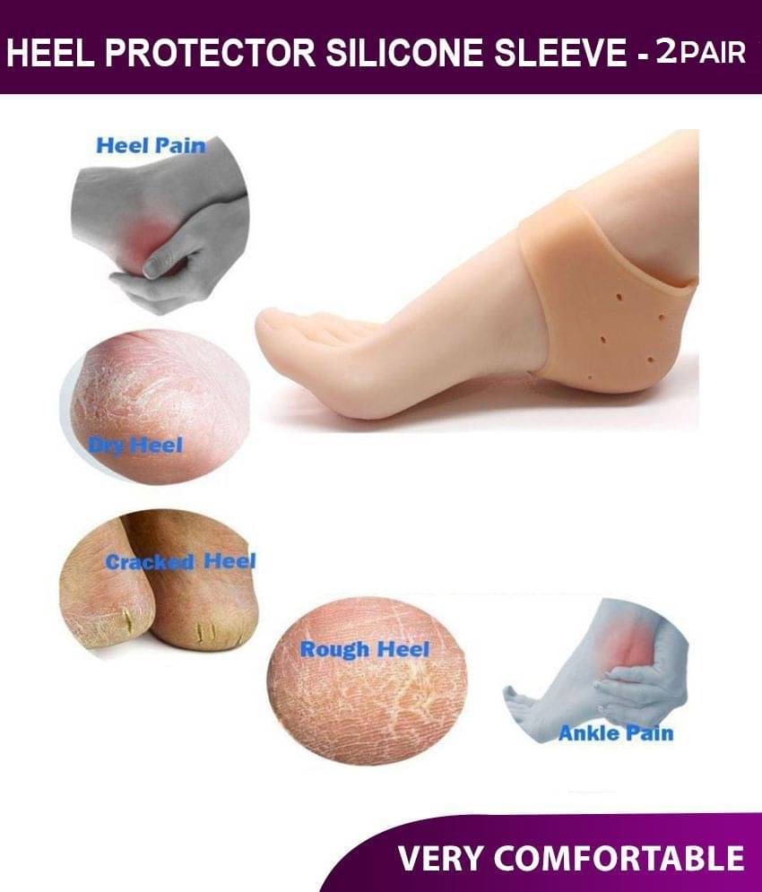     			Pain Relief heel Repair Sleeve Socks Silicone Gel For Dry Hard Cracked Heels - Two Pairs
