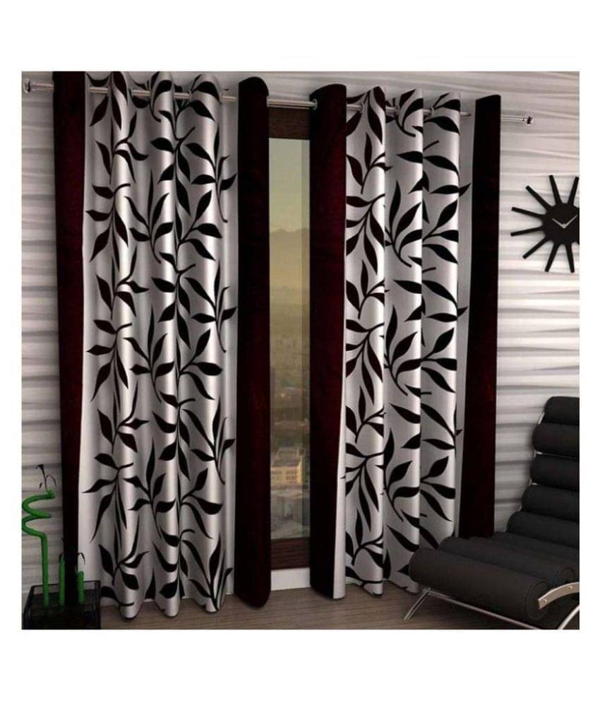 Tanishka Fabs Semi-Transparent Curtain 9 ft ( Pack of 2 ) - Brown Tanishka Fabs Semi-Transparent Curtain 9 ft ( Pack of 2 ) - Brown