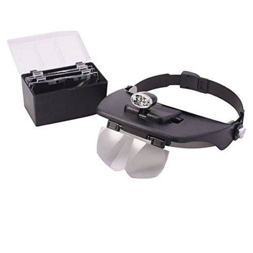     			Lista Adjustable Headband Magnifier Magnifying Glass with Replacement Lenses & 2-LED Lamps