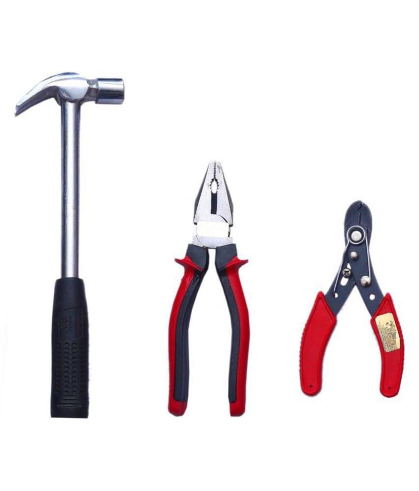     			GLOBUS STEEL HAND TOOL SET/3 PCS  ( 1/2 LBS HAMMER, 8" PLIER AND 5" WIRE STRIPPER.