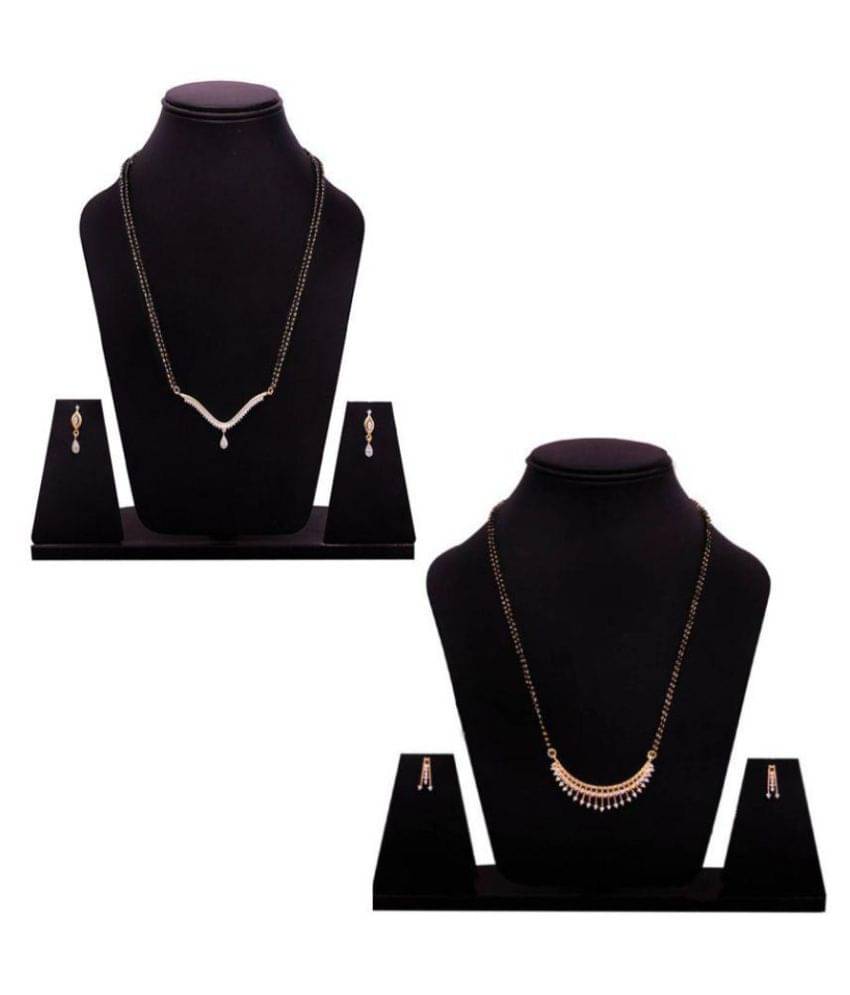 Navya Collection Gold American Diamond Combo of 2 Mangalsutra Set Navya Collection Gold American Diamond Combo of 2 Mangalsutra Set