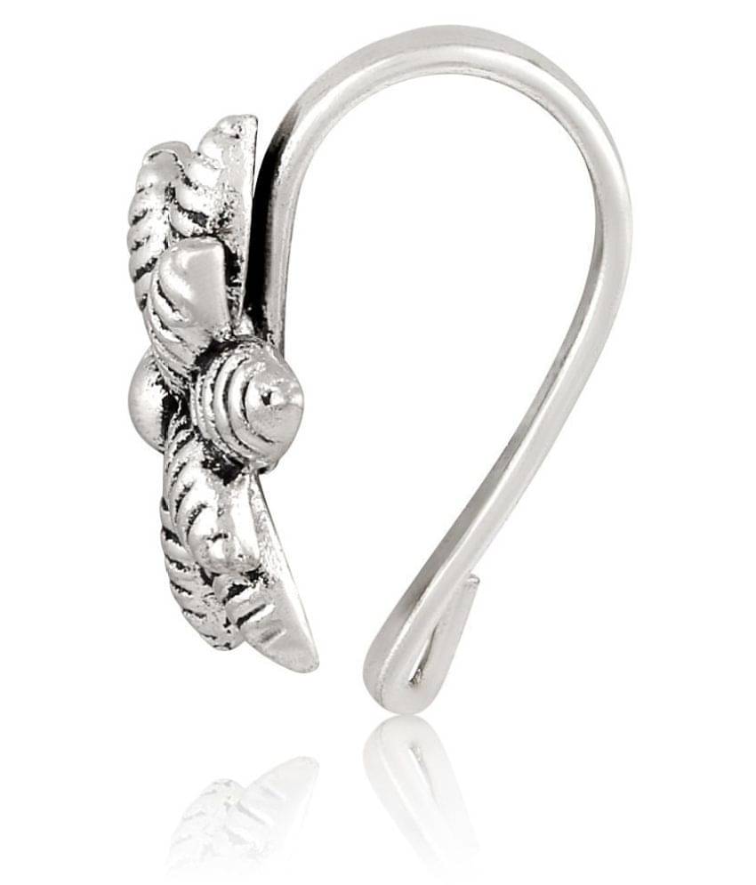     			Asmitta Traditional Designer Silver Plated Nose Ring For Women