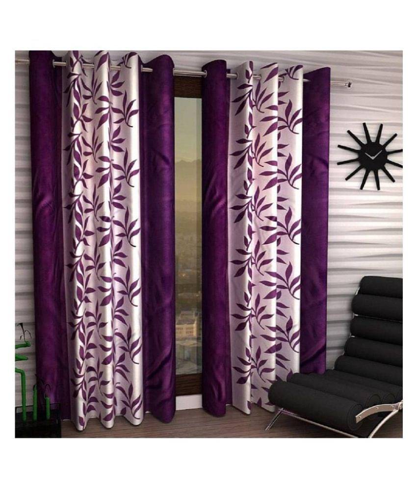     			Tanishka Fabs Semi-Transparent Curtain 7 ft ( Pack of 2 ) - Purple