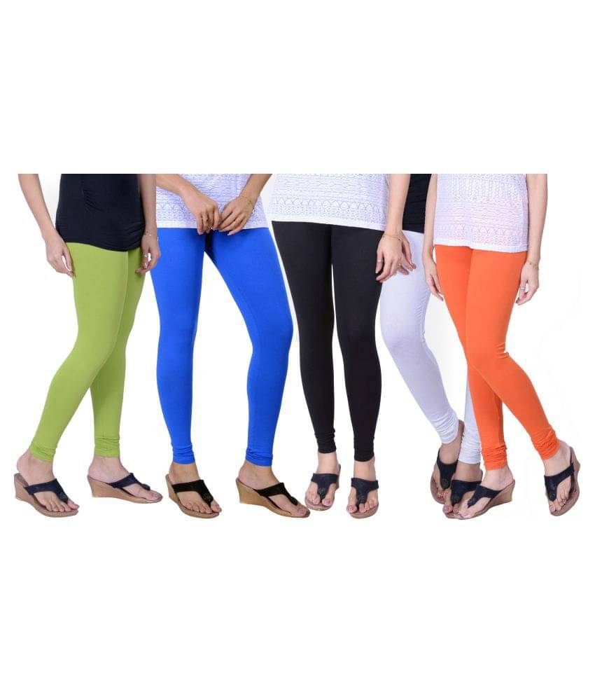     			TCG Pack of 5 Girls Cotton Blend Leggings ( Multi )