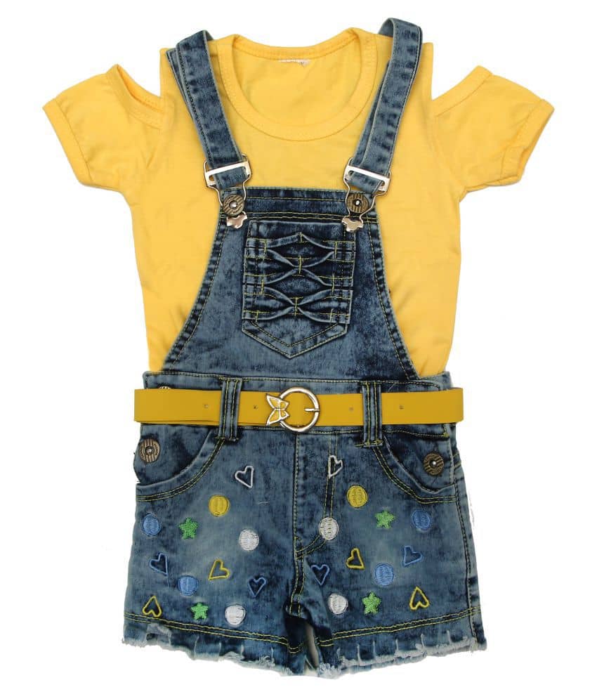 Zadmus Girls Denim Dungarees ( Yellow )