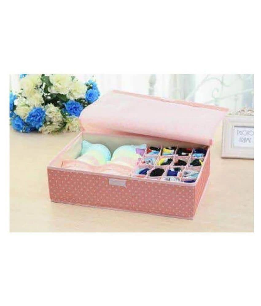 House of Quirk 15+1 Compartment Foldable Non-Smell Non Woven Fabric Storage Box for Closet (30 cm x 49 cm x 11.51 cm)