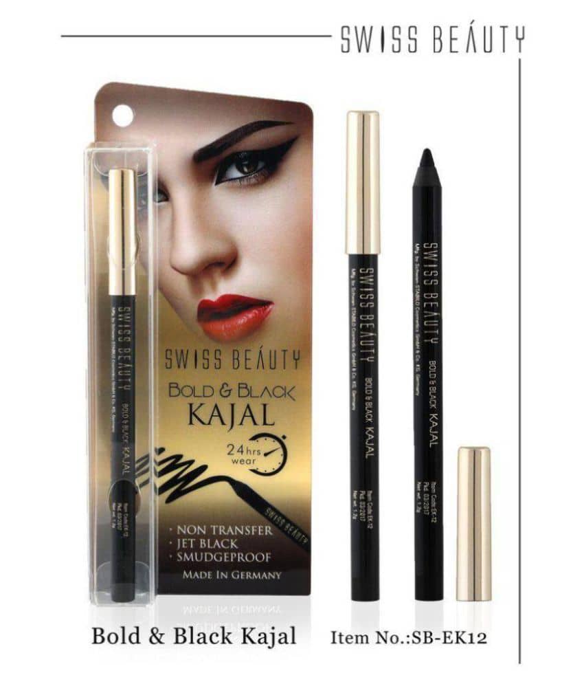 Swiss Beauty 24hr Long Lasting Bold & Black Kajal, 1.2gm - Makeup - Eyes | Buy online on ZillyBuy