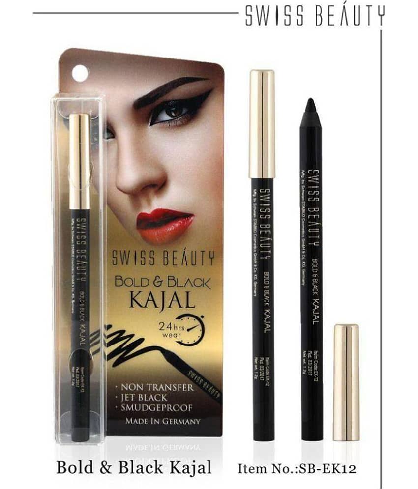 Swiss Beauty 24hr Long Lasting Bold & Black Kajal, 1.2gm - Makeup - Eyes | Buy online on ZillyBuy