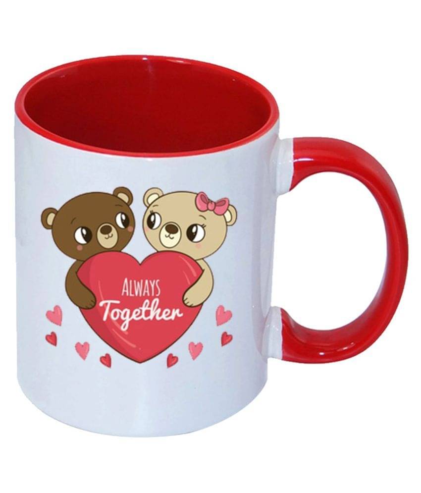 COLOR YARD always together quote on inner red printed Ceramic Coffee Mug 1 Pcs 325 ml COLOR YARD always together quote on inner red printed Ceramic Coffee Mug 1 Pcs 325 ml