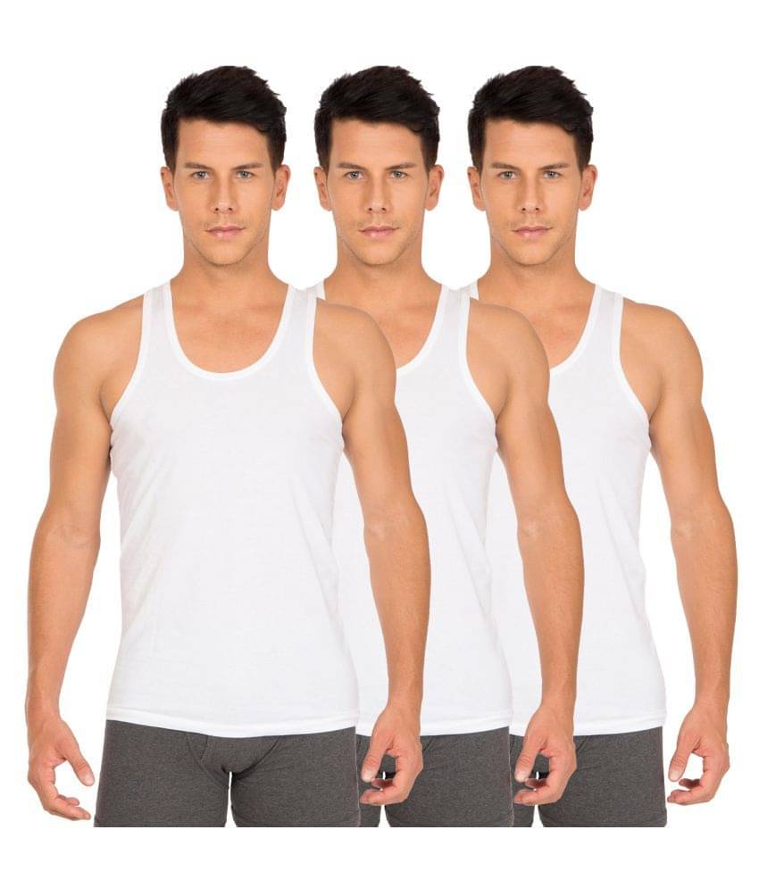     			Galatea White Sleeveless Vests
