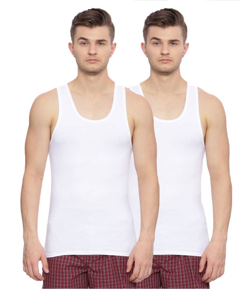     			Galatea White Sleeveless Vests