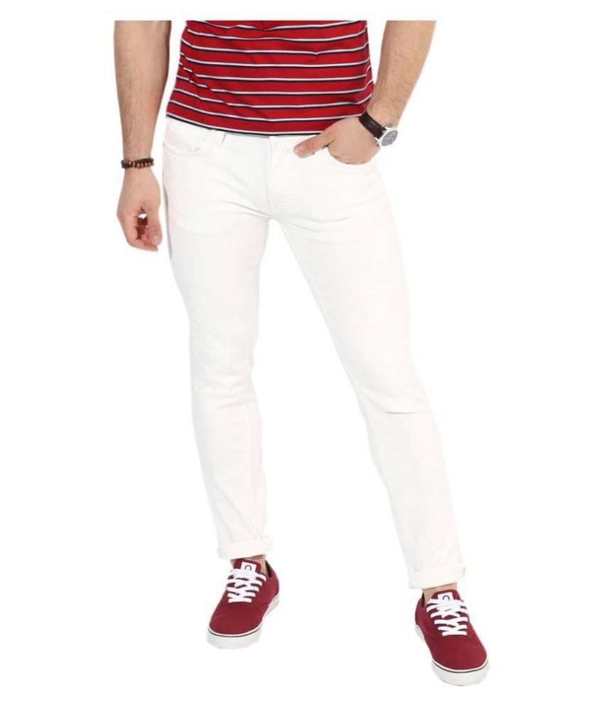     			HALOGEN White Skinny Jeans