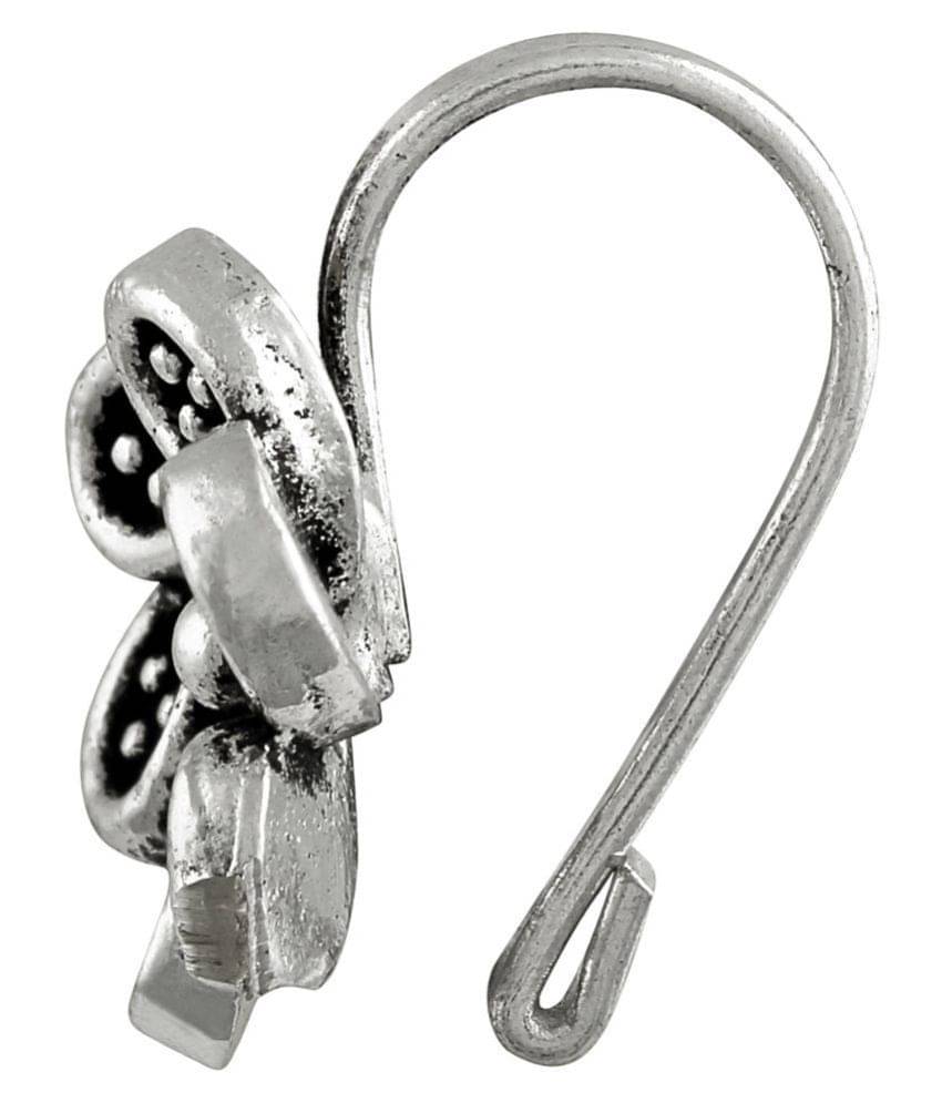 Asmitta Modern Designer Silver Plated Nose Ring For Women Asmitta Modern Designer Silver Plated Nose Ring For Women