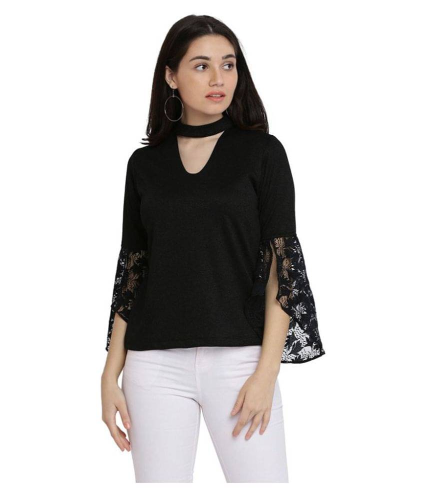 Miss Chase Women's Polyester Regular Top ( Black ) Miss Chase Women's Polyester Regular Top ( Black )